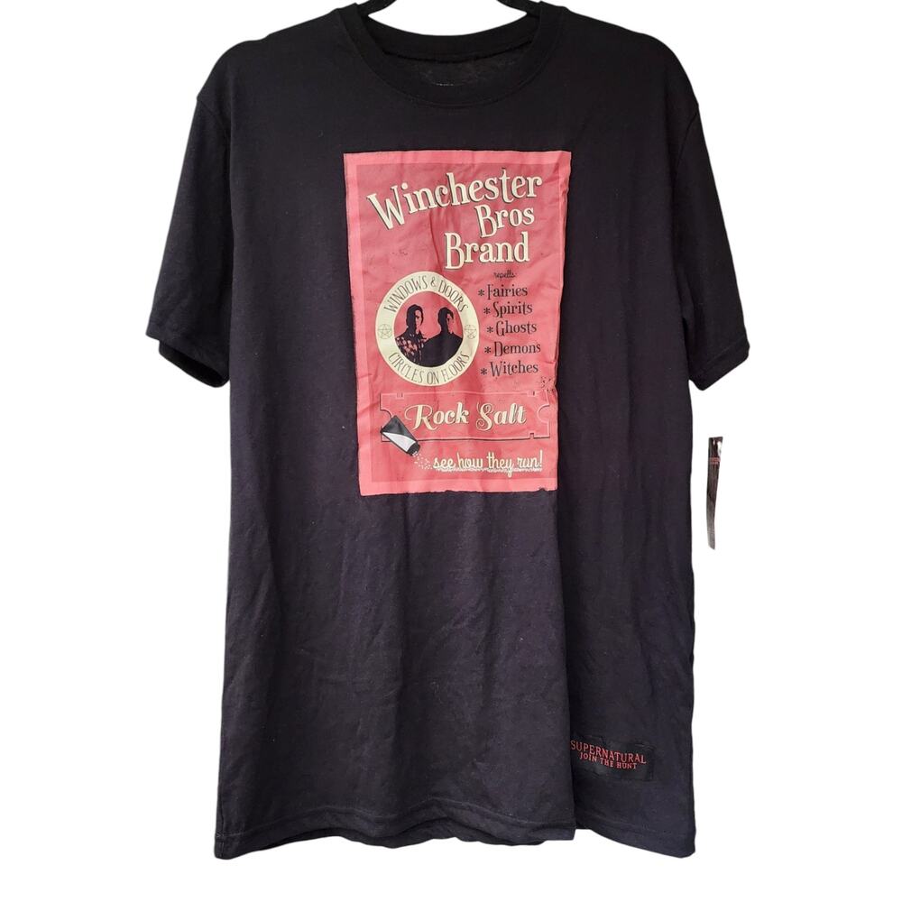 Supernatural Winchester Bros Rock Salt Graphic Tee Black Medium CultureFly NWT